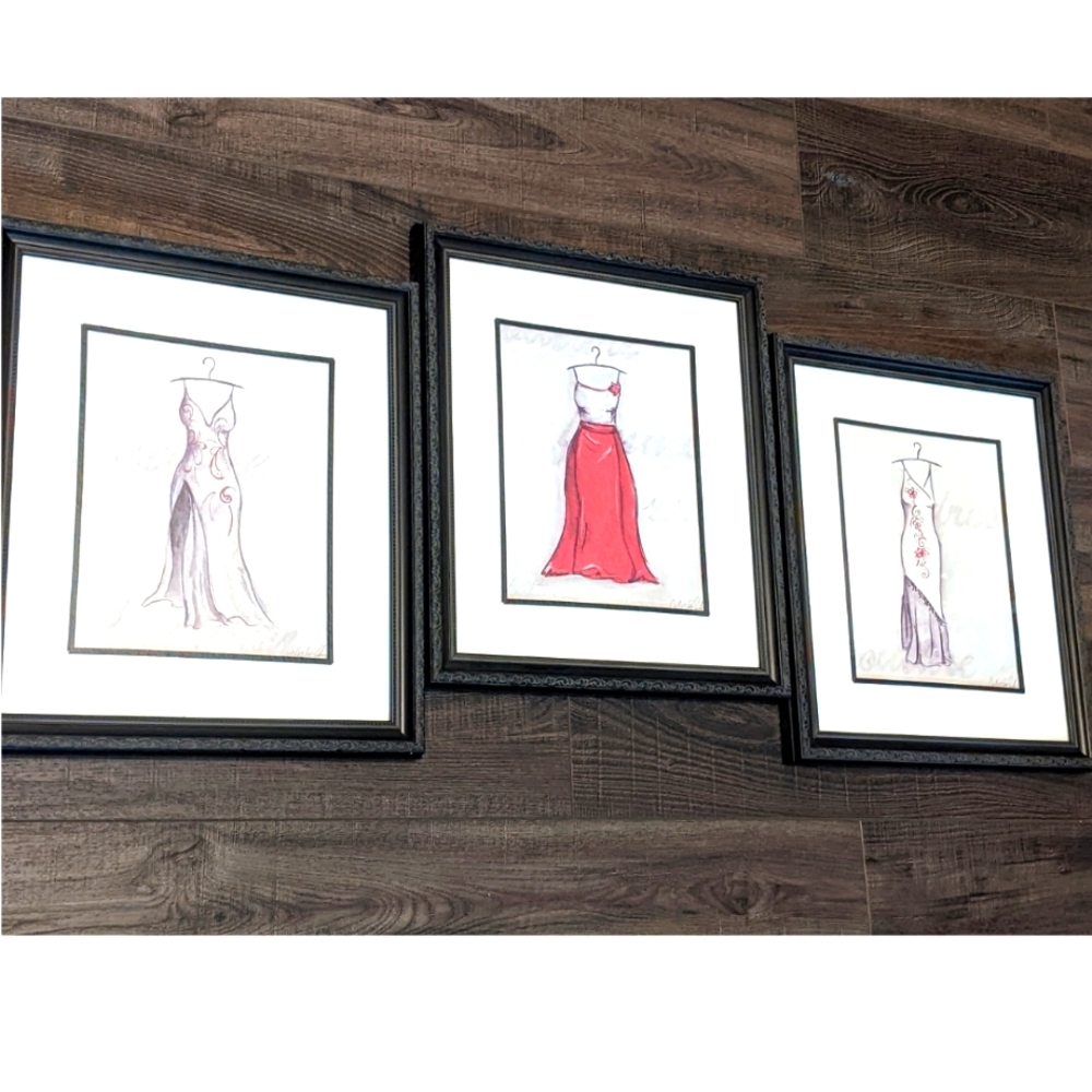 3 Celeste Peters Black Framed Contemporary Couture Gown Prints